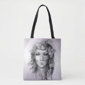 Frauenportrait mit Moths Surreal Dark Fantasy Art Tasche (Vorderseite)