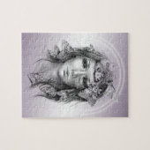 Frauenportrait Moths Violet lila surreal art Puzzle (Horizontal)