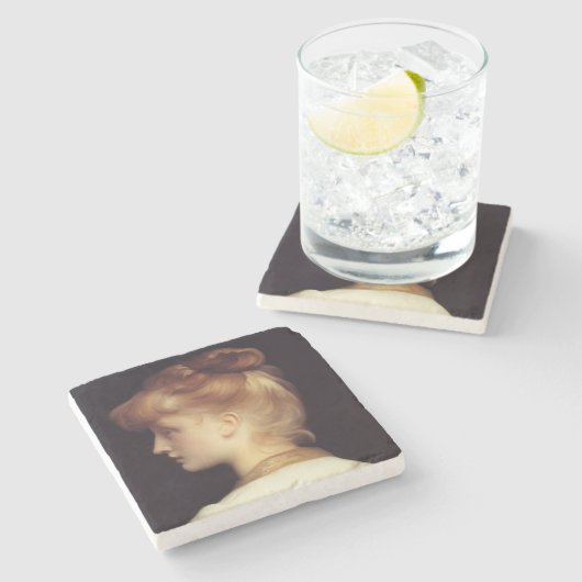 Frauenportrait von hinten (von Frederic Leighton) Steinuntersetzer (Seitenansicht)