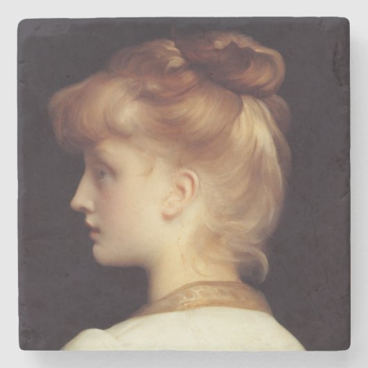 Frauenportrait von hinten (von Frederic Leighton) Steinuntersetzer (Vorderseite)