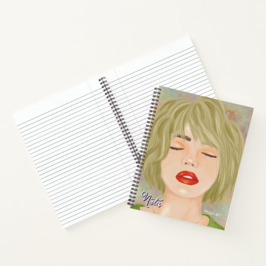 Frauenportrait zeichnend bearbeitbares Notebook Notizblock (Innenseite)