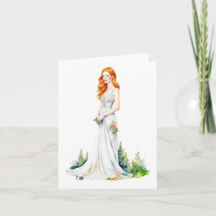 Frauenporträt N Porträt in Aquarell und Feder Karte