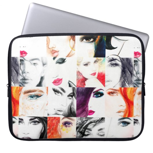 Frauenporträtmuster Laptopschutzhülle (Vorderseite)