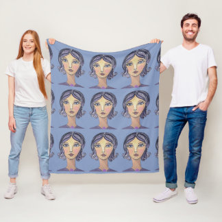 Frauenpower-Gesicht-Fliesblanket Fleecedecke