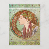 Frauenprofil, Alphonse Mucha Postkarte (Vorderseite)