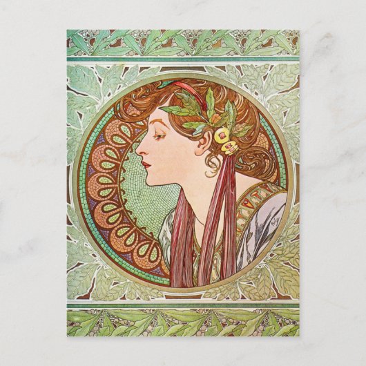 Frauenprofil, Alphonse Mucha Postkarte (Vorderseite)