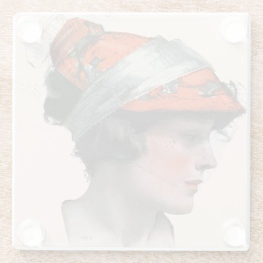 Frauenprofil Glasuntersetzer (Rückseite)