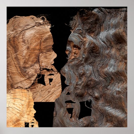 Frauenprofil - Holz Poster (Vorne)