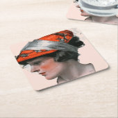 Frauenprofil Rechteckiger Pappuntersetzer (angewinkelt)