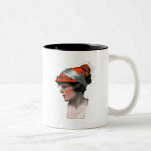 Frauenprofil Zweifarbige Tasse