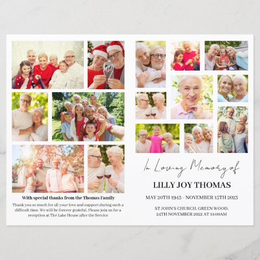 Frauenprogramm zur Beerdigung moderner Fotos (Vorderseite)