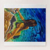 Frauenrätsel in schwarzem Bikini Puzzle (Horizontal)