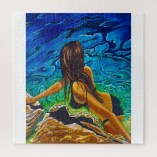 Frauenrätsel in schwarzem Bikini Puzzle