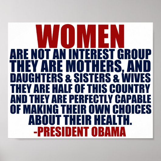 Frauenrechte pro Wahl Obama Zitat Poster (Vorne)