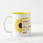 Frauenrechte Ruth Bader Sunflower Trendy Modern Zweifarbige Tasse (Links)