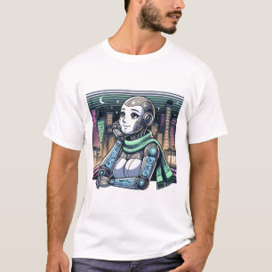 Frauenroboter mit Schal T-Shirt