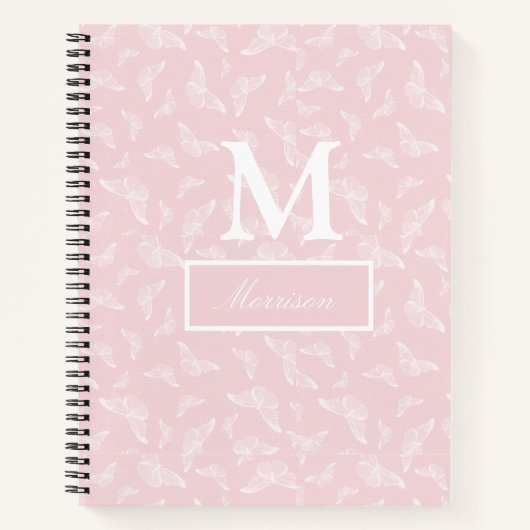 Frauenrosa-Schmetterling-Spiral-Notebook Notizblock (Vorderseite)