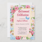 Frauenruhestand blühende farbenfrohe Grenze Einladung (Vorderseite)