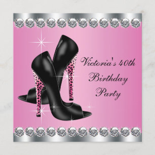 Frauens Eleganter Schick Rosa Leoparden Geburtstag Einladung