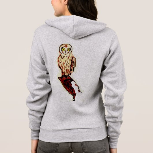 FRAUEN'S VULL-ZIP HOODIE - CARTOON KURZ EARRED OWL (Rückseite)