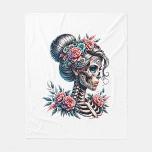 Frauenschädel Dia De Los Muertos Skelett Fleecedecke