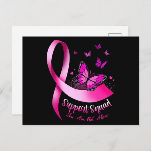 Frauenschmetterlingsunterstützung Brustkrebs-Krieg Postkarte (Vorne/Hinten)