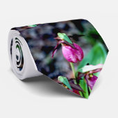 Frauenschuh I, rosa grüne Garten-Freude Krawatte (Gerollt)