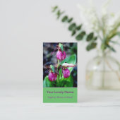 Frauenschuh I, rosa magentarote grüne Visitenkarte (Stehend Vorderseite)