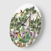 Frauenschuh Orchideen-Blumen-Palmen-Wand-Wand-Uhr Große Wanduhr (Winkel)