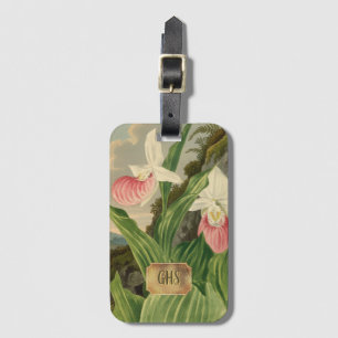 Frauenschuh Vintage-Blumen-Orchidee-Monogramm Gepäckanhänger