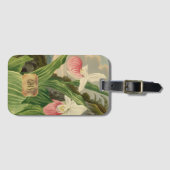 Frauenschuh Vintage-Blumen-Orchidee-Monogramm Gepäckanhänger (Vorderseite (Horizontal))