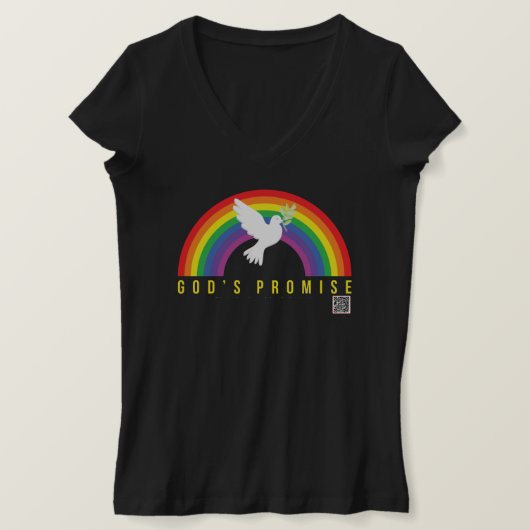 Frauenschwarz-V-T - Shirt Rainbow Gottes Promise T (Design vorne)