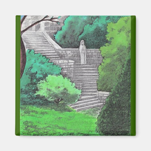 Frauenstatue im Garten eines italienischen Parks Magnet (Vorne)