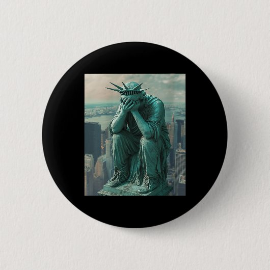 Frauenstatue von Liberty Facepalm V-Hals Button (Vorderseite)