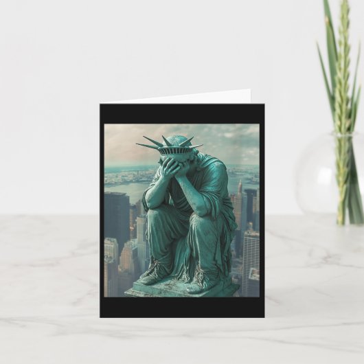 Frauenstatue von Liberty Facepalm V-Hals Karte (Vorderseite)