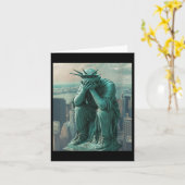Frauenstatue von Liberty Facepalm V-Hals Karte (Gelbe Blume)