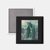 Frauenstatue von Liberty Facepalm V-Hals Magnet (Vorderseite/Rückseite)