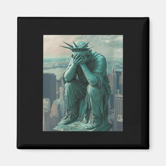 Frauenstatue von Liberty Facepalm V-Hals Magnet (Vorne)
