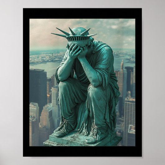 Frauenstatue von Liberty Facepalm V-Hals Poster (Vorne)