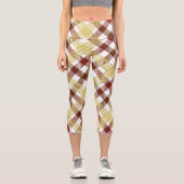 FrauenSummer Gingham überprüft Karierte Kleidung Capri Leggings (Vorderseite)