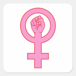 Frauensymbol mit Hand Quadratischer Aufkleber