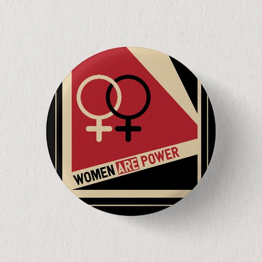 Frauensymbole Frauen sind Power rot und schwarz Button (Vorderseite)