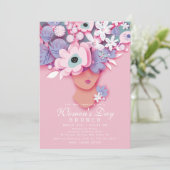 Frauentag Brunch Moderne Girly Floral Einladung (Stehend Vorderseite)