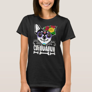 Frauentag des toten Zuckerschädels Chihuahua Hund T-Shirt