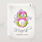 Frauentag mit Blütenzahl 8 Postkarte (Vorne/Hinten)