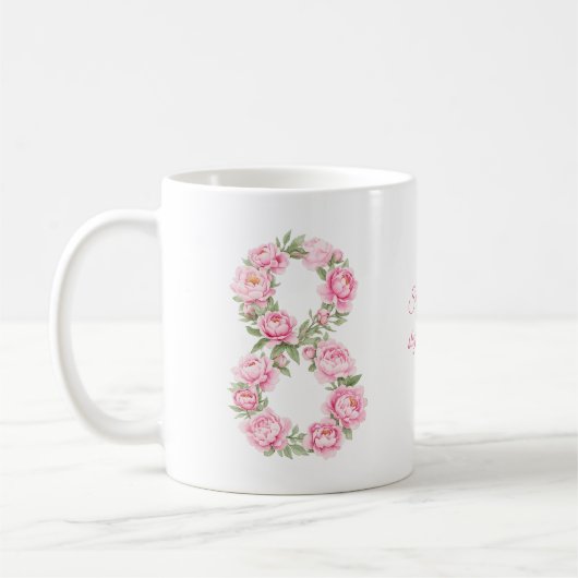 Frauentag Pfingstrose Blume für 8. März Kaffeetasse (Links)
