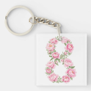 Frauentag Pfingstrose-Blume für den 8. März Schlüsselanhänger