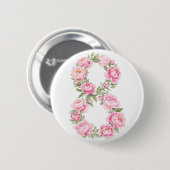 Frauentag-Pfingstrose für den 8. März Button (Vorne & Hinten)