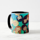 Frauentag Portraits Blue Green Tasse (Vorderseite Links)