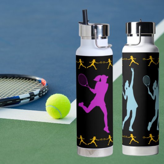 FrauenTennis Lila, blau und orange schwarz Trinkflasche